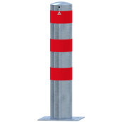 Impact protection bollards | as e-charging post protection |  193 mm | hot-dip galvanized with 3 red reflective strips foil type RA1/A | To be fixed by plugs